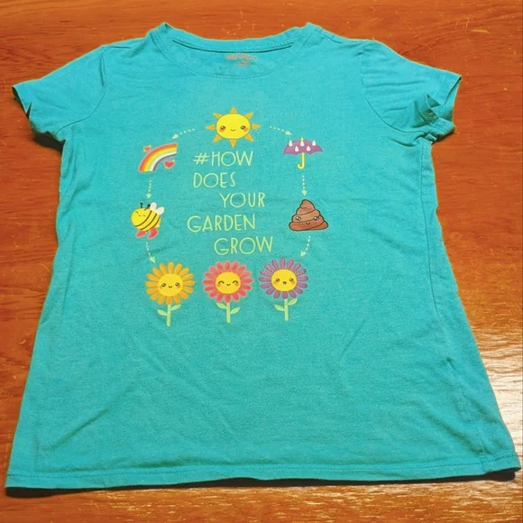 Mint Green Cat & Jack L (10/12) #How Does Your Garden Grow Children's Tee Shirt - Picture 1 of 6
